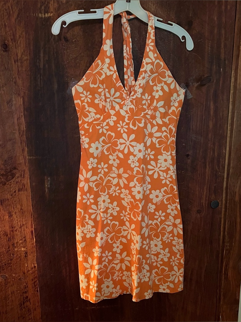 Weathervane Orange Floral Halter Dress